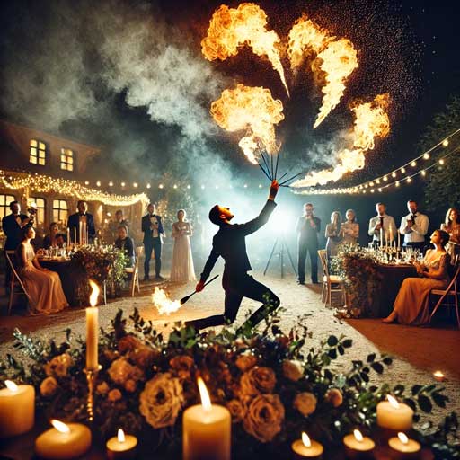 jongleur de feu sur un mariage